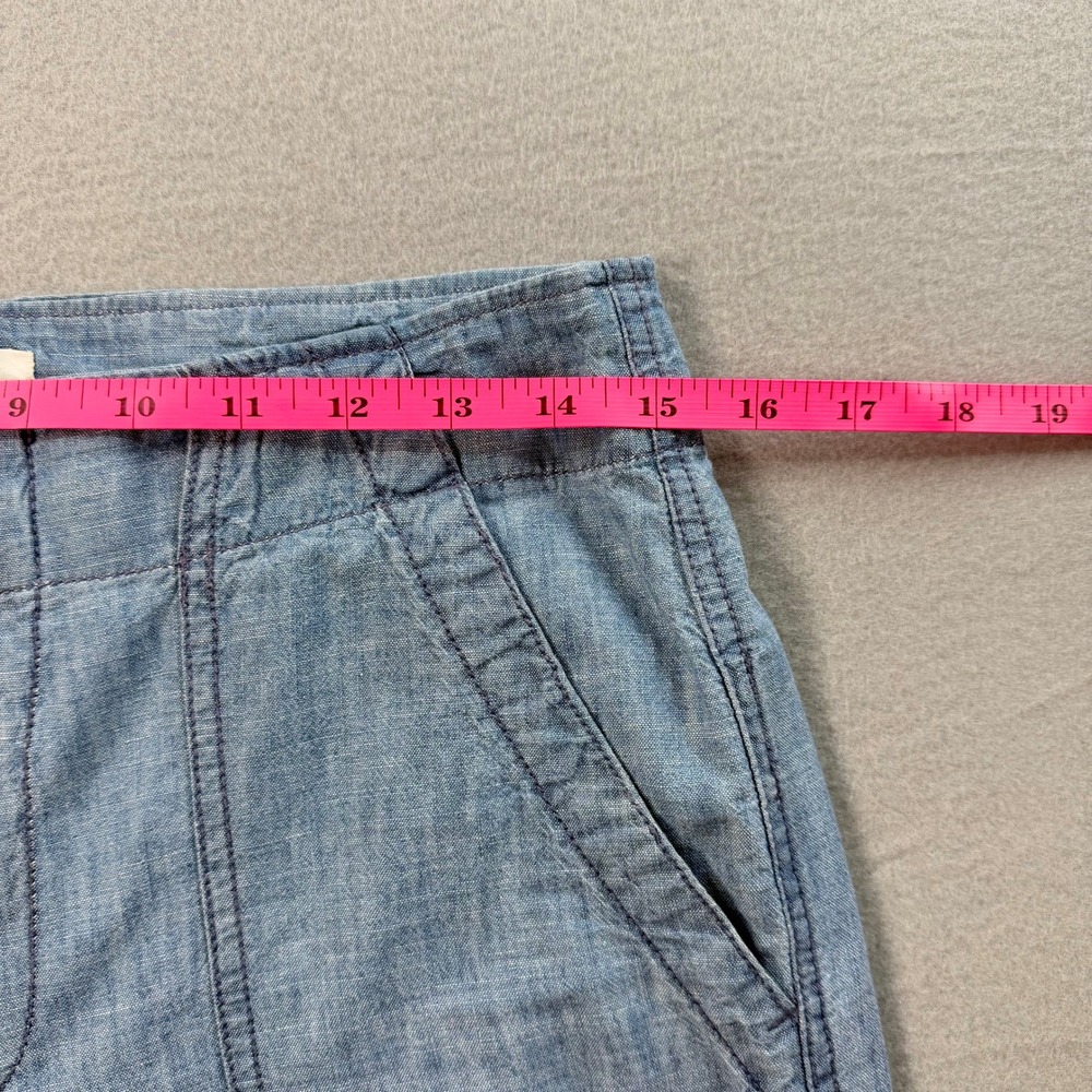 Gap Light Blue Chambray Cotton Trousers Wide Leg Pants 30 Capsule Wardrobe Boho - Picture 7 of 10